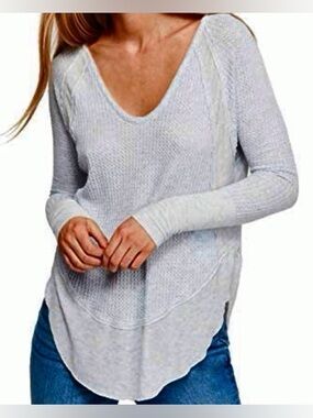 We The Free Free People Catalina Thermal Top Cloud Heather Blue, Size Small (S)
